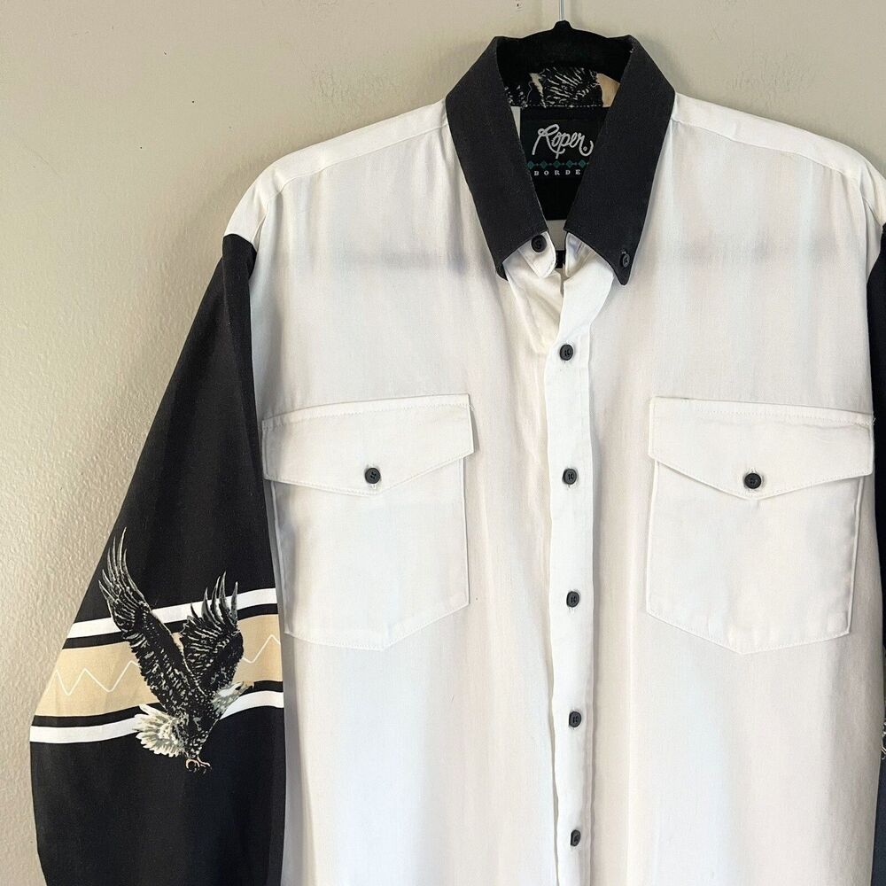 Roper Border Western Button Down Shirt Mens Size L Cowboy American Eagle Rodeo - Picture 3 of 11
